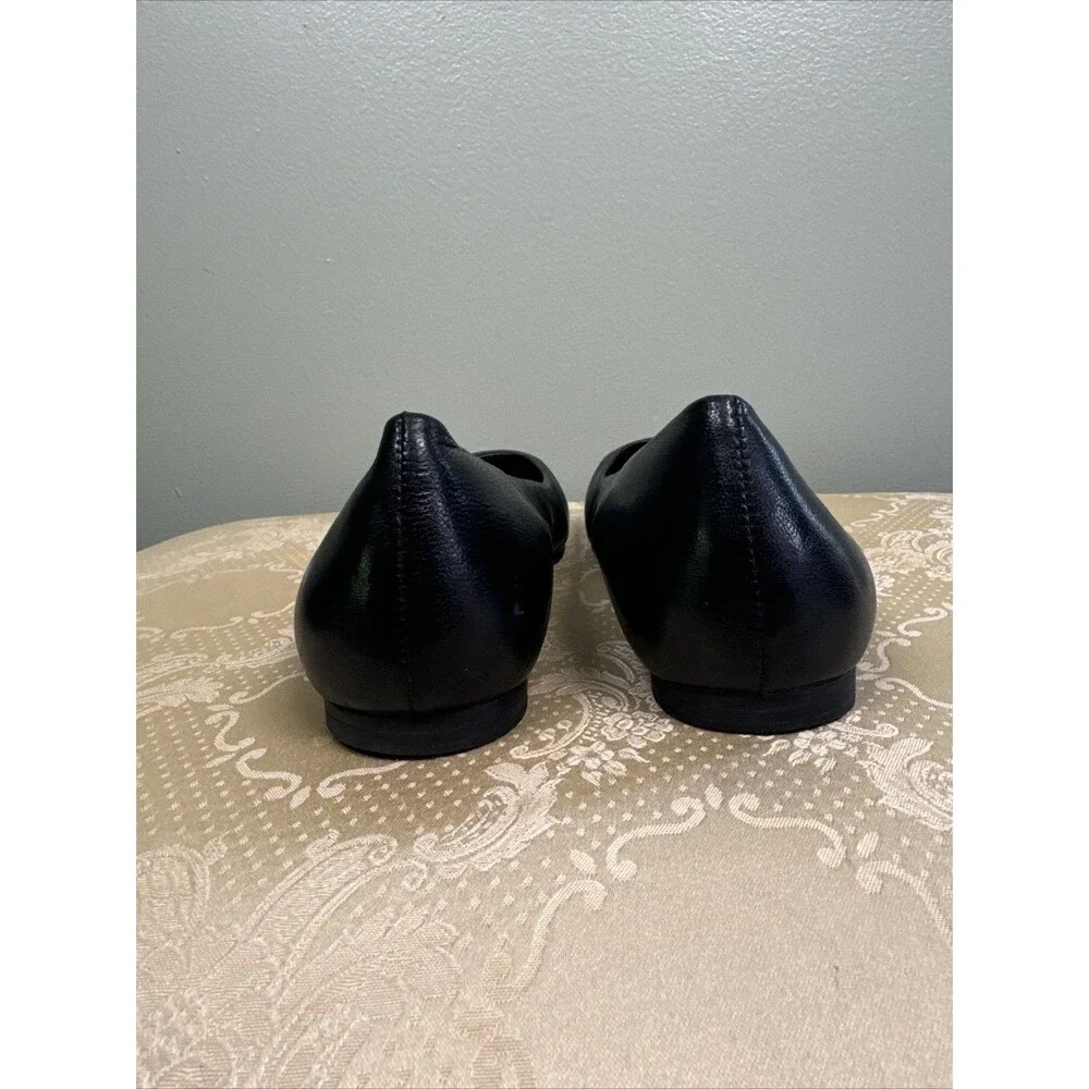 Gianni Bini Square Oval Toe Black Flats‎ Women’s Size 7.5 SEE SCUFFS